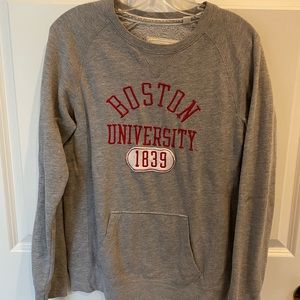 Grey Boston University crewneck sweater. Perfect for TALL GIRLS!